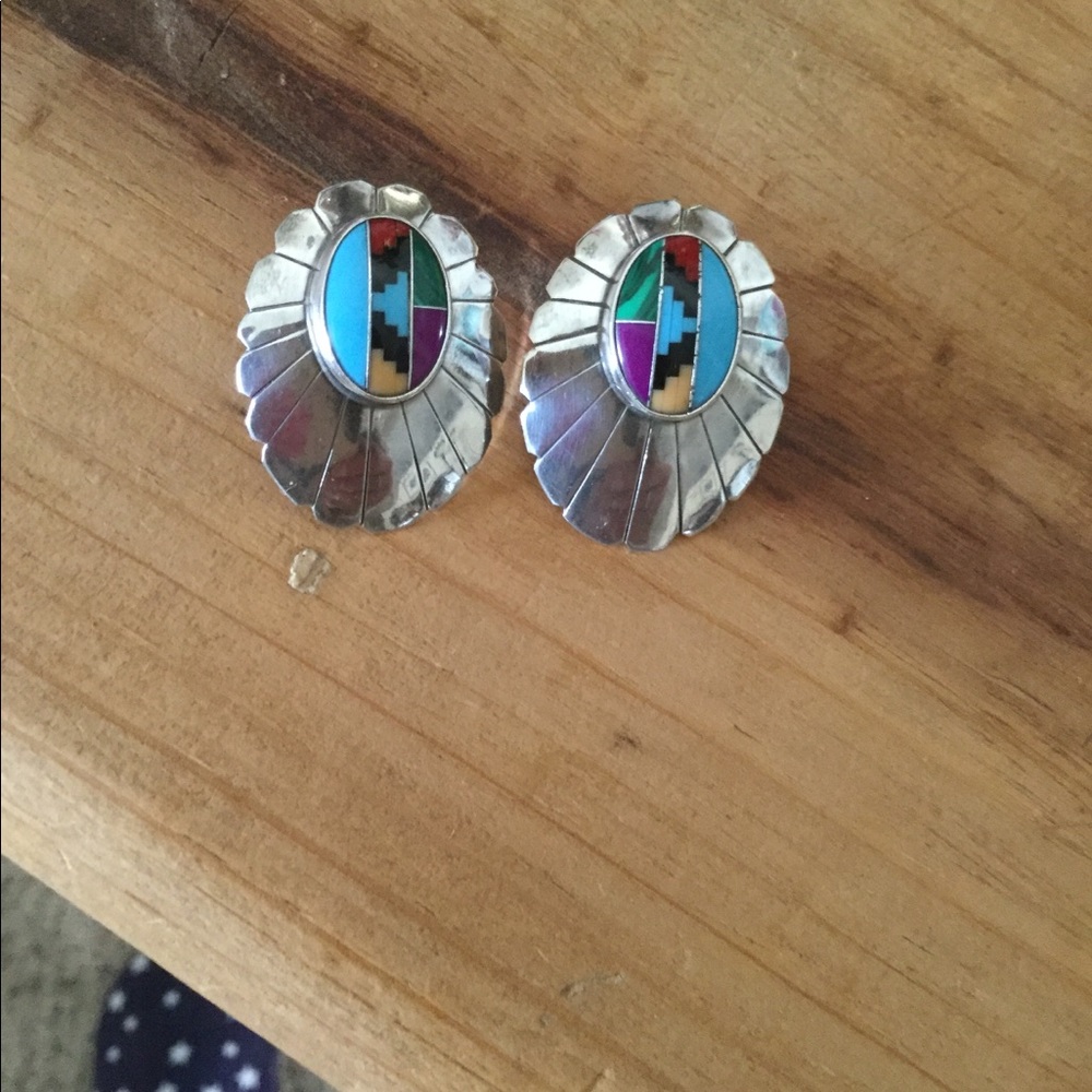 Vintage Sedona turquoise and silver earrings